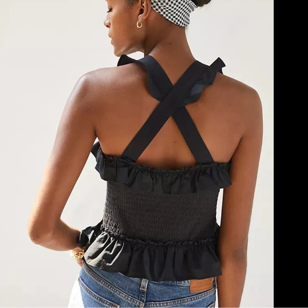 MAEVE | Ruffle Crossback Stretch Top